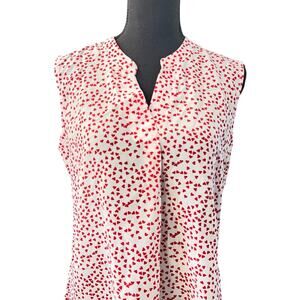 Timeson Heart Sleeveless Blouse Career Office Women's Sz M Valentine's Day Top